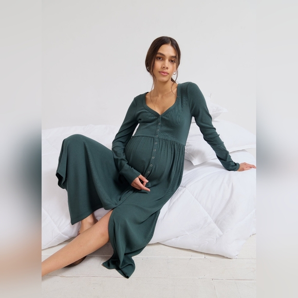 Hatch the Softest Rib Knit Dress in pine size 0 (xs)